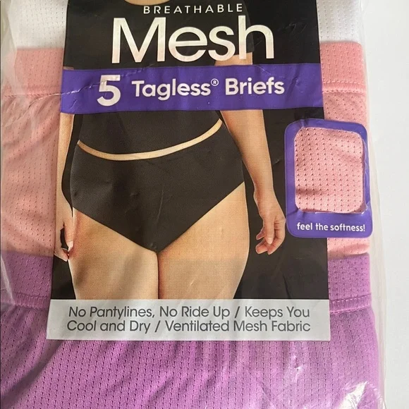 Women’s Plus Size 5X Hanes Mesh Tagless Briefs - Picture 3 of 7